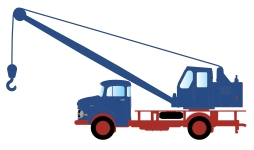 MiNis LC4750 - N - Mercedes-Benz L322 Mobilkran - blau/rot